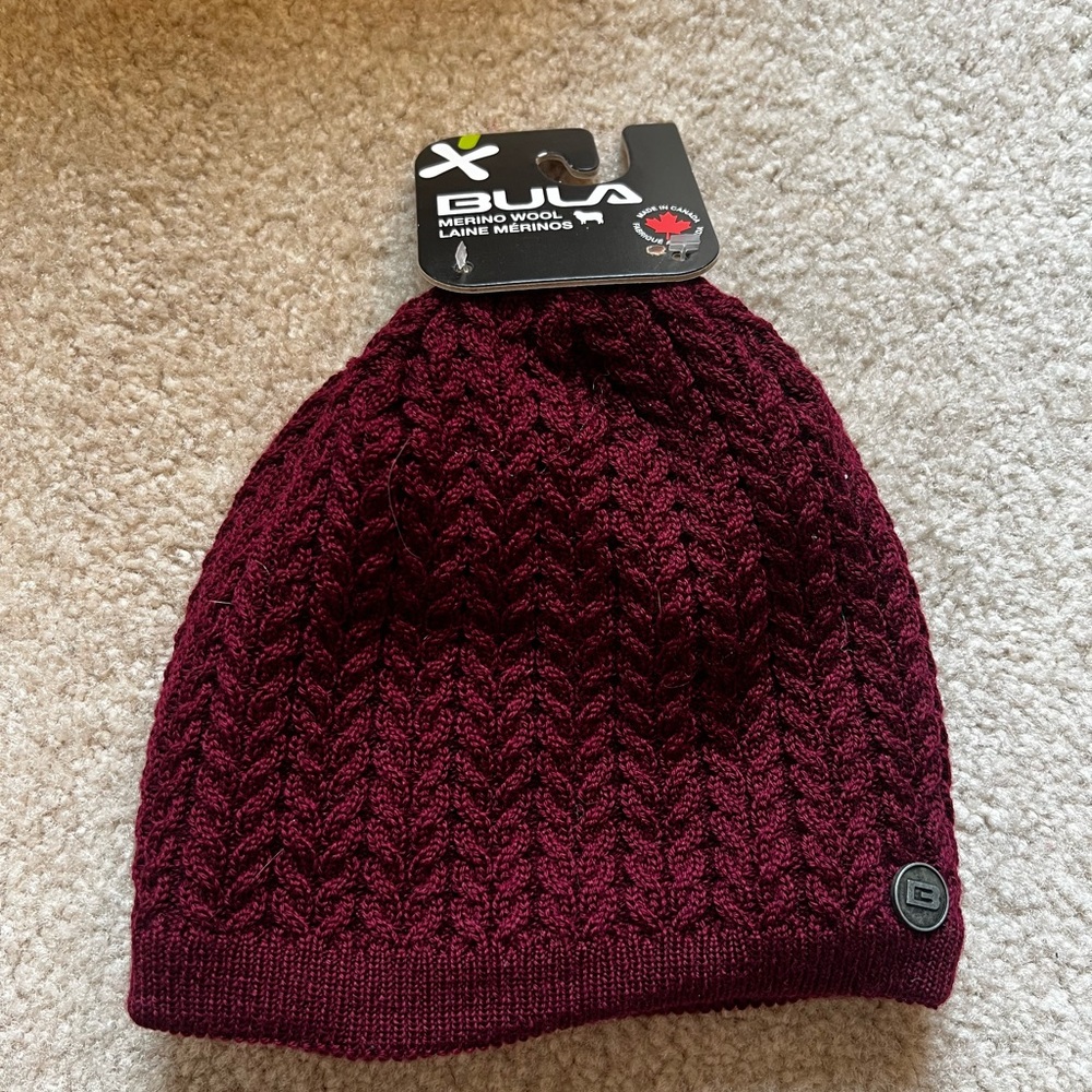 Burgundy wool cap with liner inside never worn